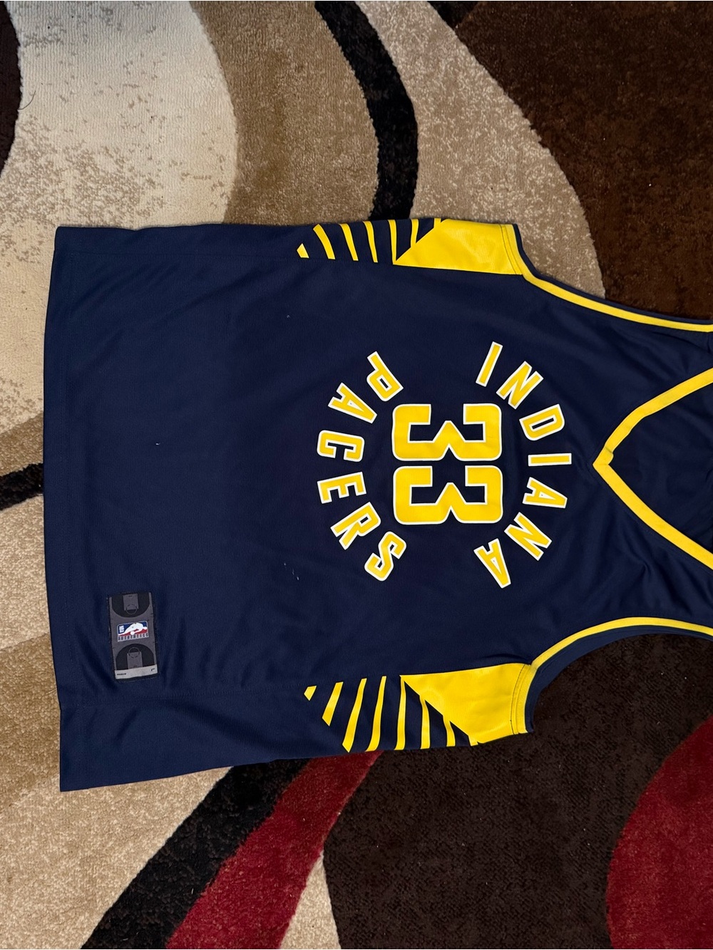 NBA Indiana Pacers Navy and Yellow #33 Sleeveless Jersey Turner size L